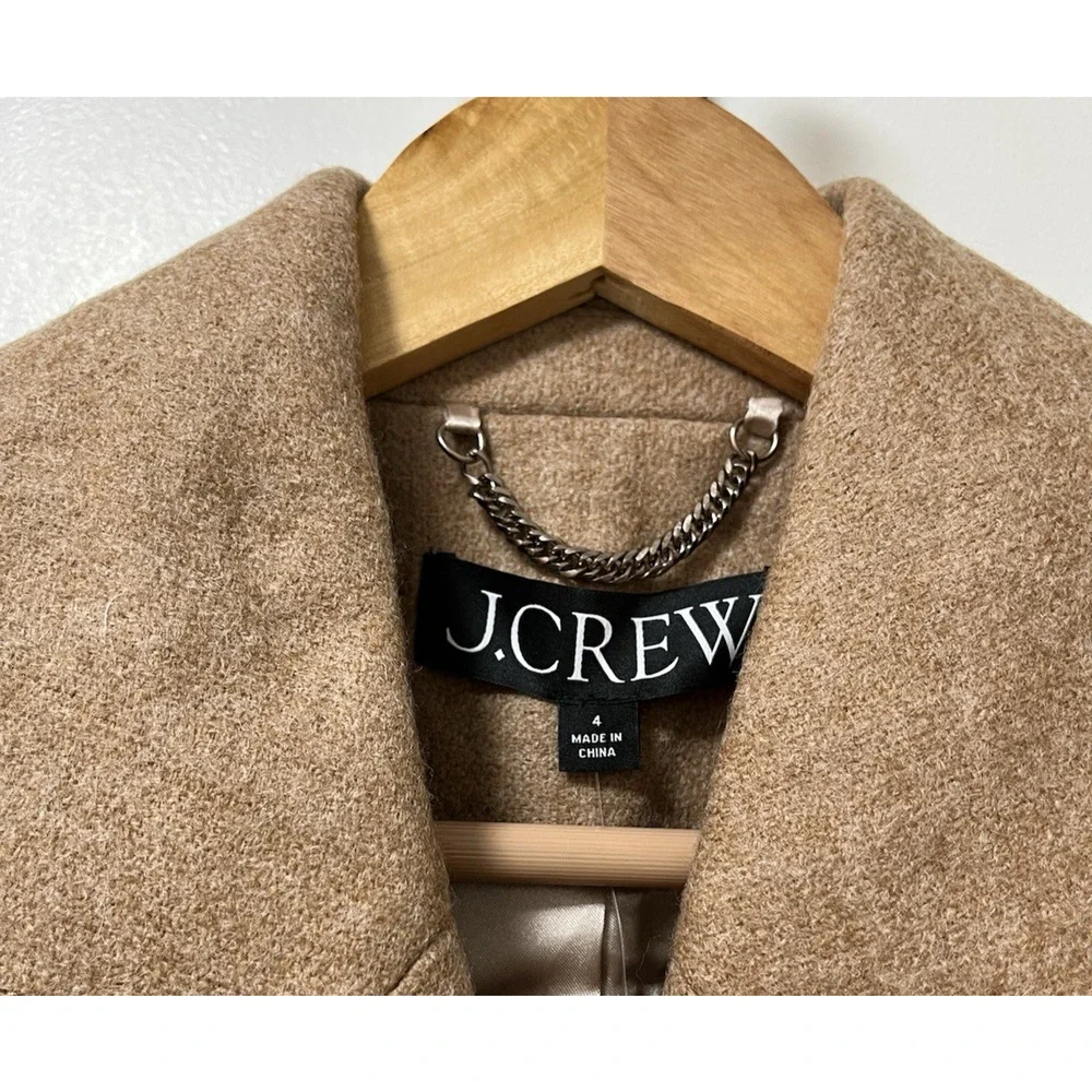 J Crew Womens Melton Wool Double Breasted Classic Peacoat Coat Size 4 Soft Brown